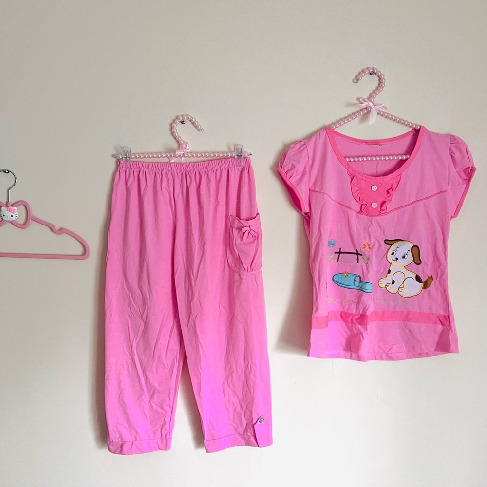 VIETNAMESE BRAND [Teen or Women] Pink Pajamas Set with Dog Embroidery ⋆ NWT ⋆